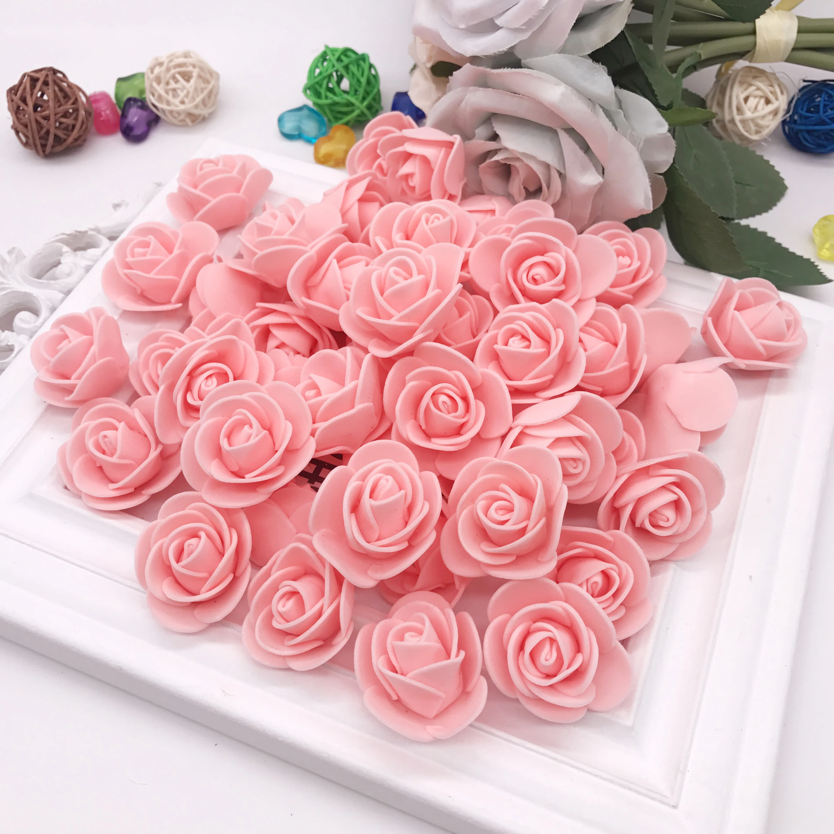 100vnt Dirbtinių Gėlių pigūs PE Putos, rožių galvos netikrą gėlių Rankų darbo vestuvių puošmena scrapbooking dovanų dėžutė 