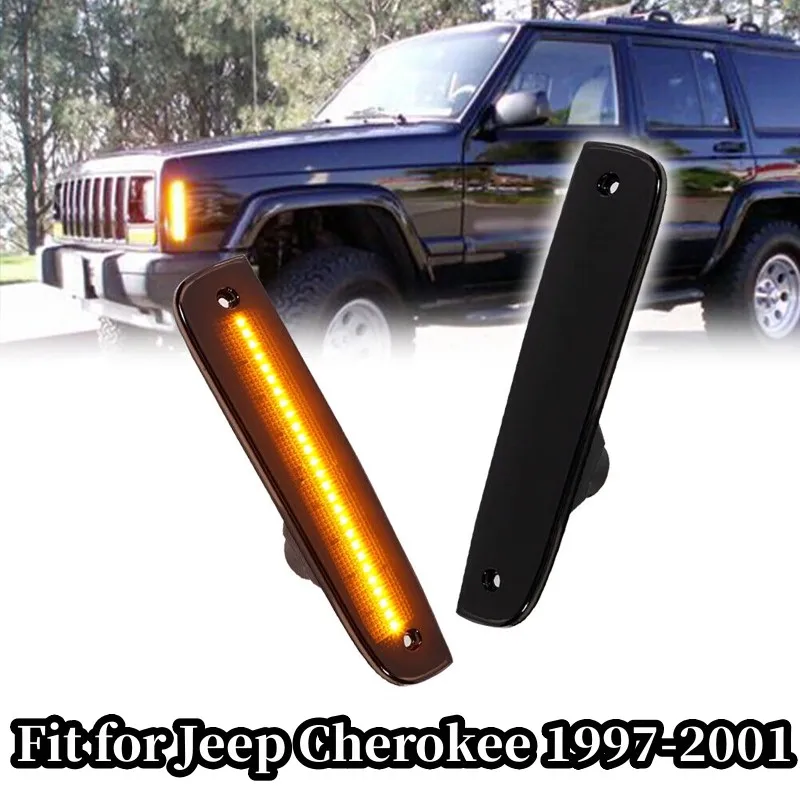 1Pair Automobilio Priekiniai Šoniniai Gabaritiniai, Stovėjimo Šviesos Sparno Kampas LED Geltona Gintaro Stovėjimo Žibintas Tinka Jeep Cherokee 1997-2001 ABS Lukštais