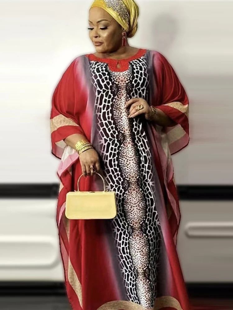 2022 Afrikos Spausdinti Suknelės Moterims, 2 VNT Komplektas Plius Dydis Šifono Boubou Su Vidiniu Suknelė Musulmonų Dubajus Abayas Turkija Drabužiai