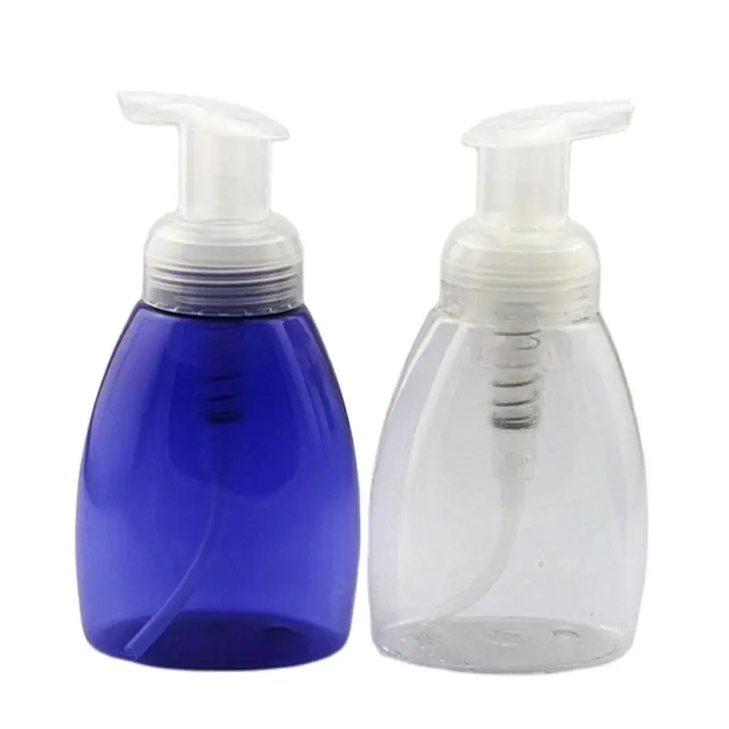 250ML mėlyna/skaidri putų butelis PET butelis su putų dozatorius siurblys gali būti naudojamas kosmetikos pakuotės