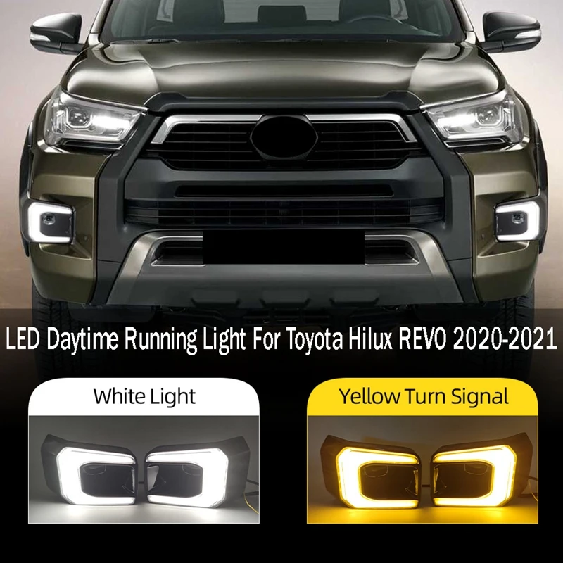 2VNT Automobiliu LED Dienos Veikia Šviesos Signalo Lemputė Asamblėjos Kampe Šviesos Toyota Hilux REVO 2020-2021