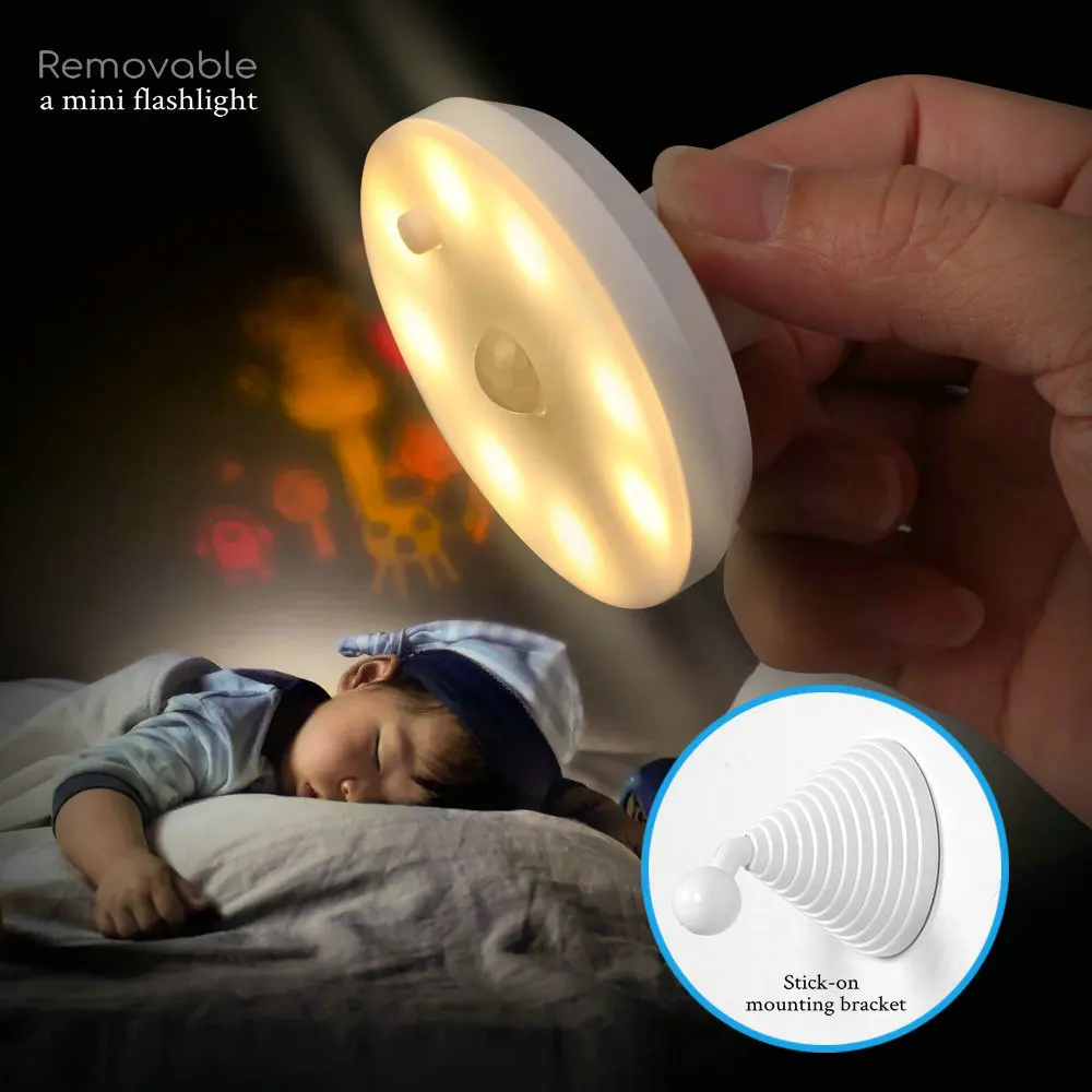 360 Laipsnių Pasukimo LED Naktį, Šviesos, Judesio jutikliai USB Įkrovimo Naktį Lempa Kambarys, Miegamasis, Koridorius, Laiptai
