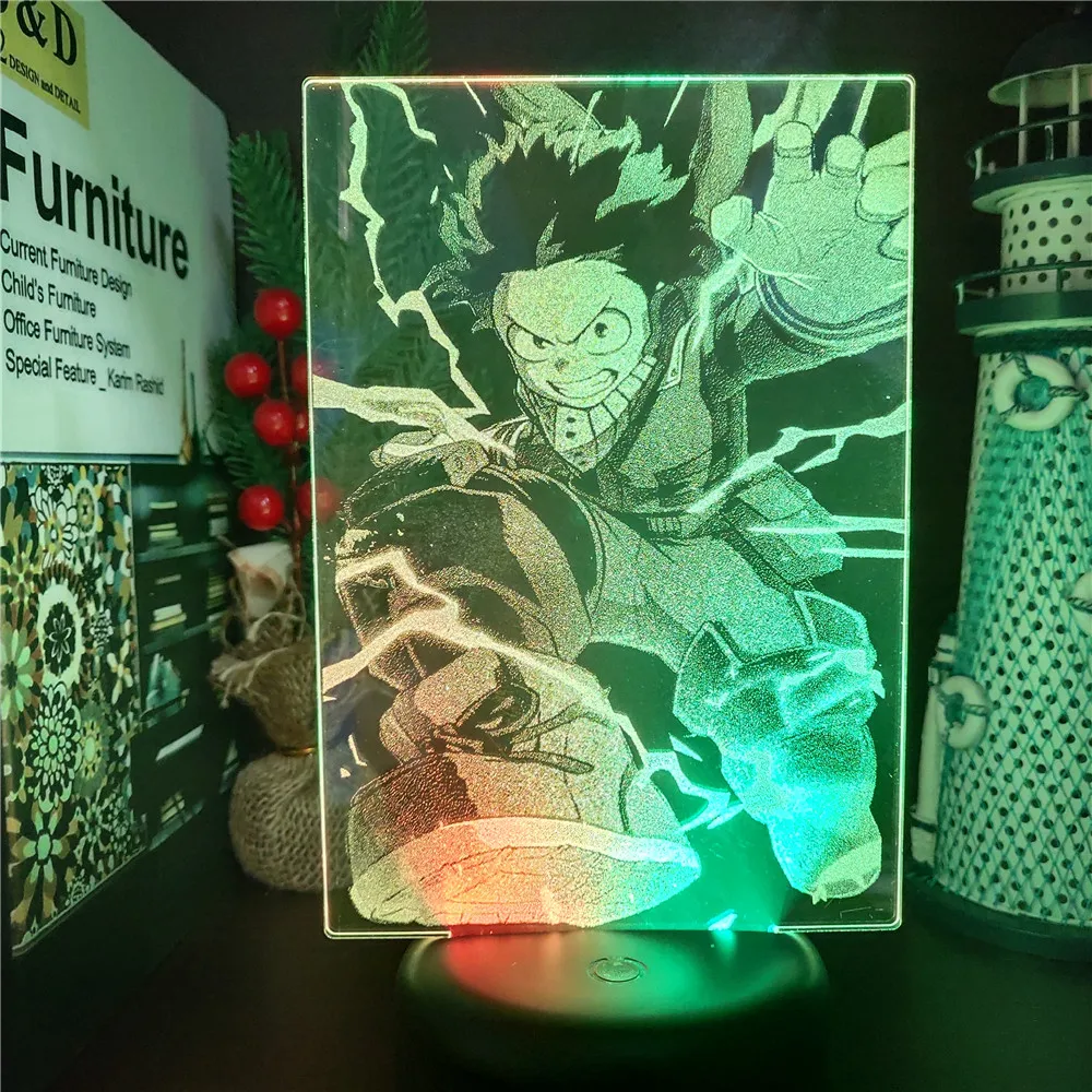 3D Led Nakties Šviesos Anime Mano Herojus akademinės bendruomenės Midoriya Izuku Skaičius Vaikų, Miegamojo, RGB Led naktinė lempa Touch 
