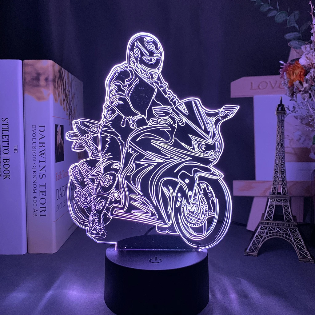 3D Lempa, Motociklo Lenktynininkas Jonathanas Rea Veiksmų Skaičius, naktinė lempa Namų Kambarį Apdailos Cool Gerbėjai Gimtadienio Dovana Led Šviesos Naktį