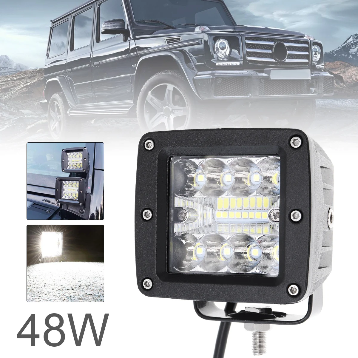 48W Ultra Ryškus LED Pod Žibintai Tolimosios Šviesos Combo Šviesos Juosta Priešrūkinis Žibintas Aikštėje LED Darbo Lemputė Jeep ATV UTV VISUREIGIS Sunkvežimis