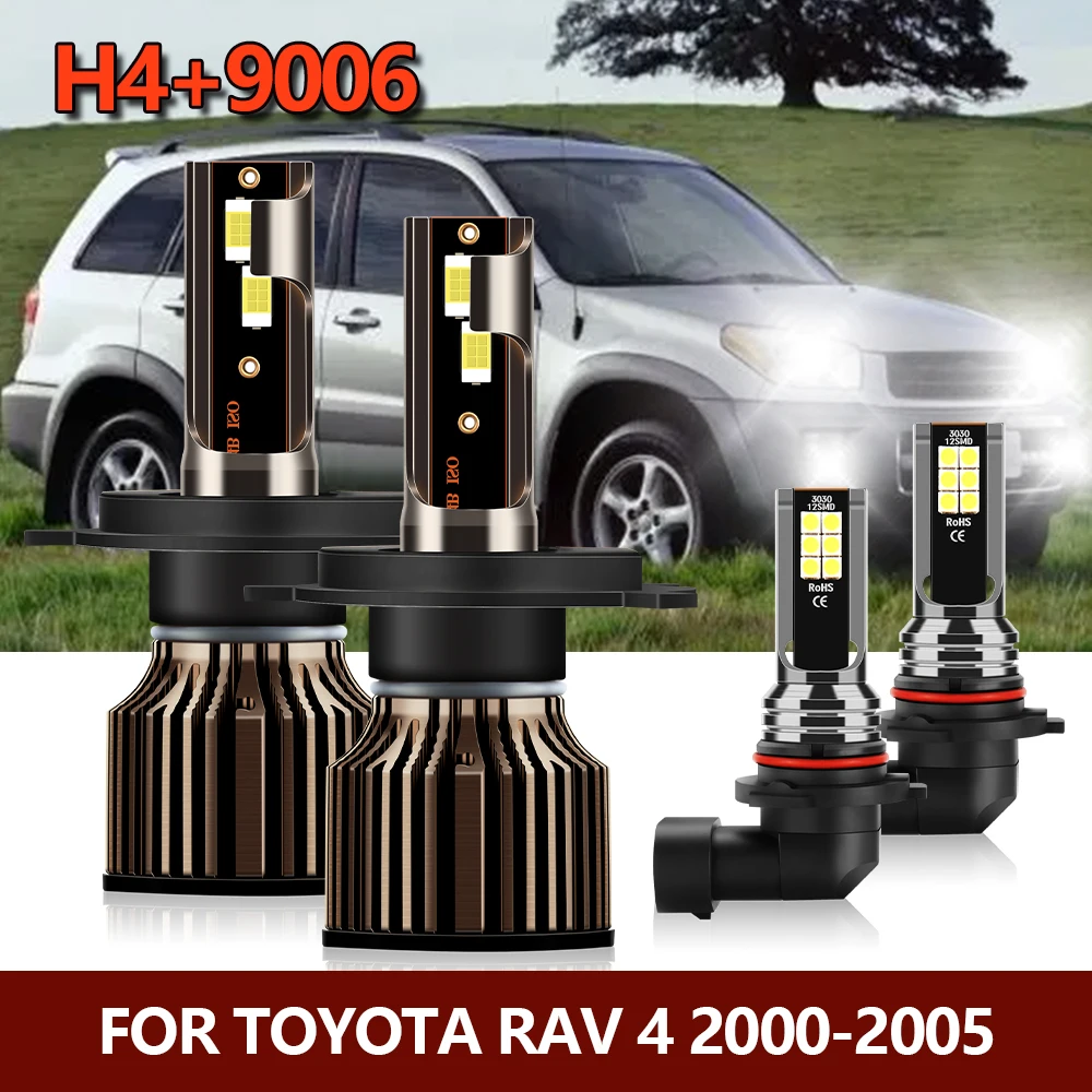 4x LED Žibintai H4 Hi/Lo Lemputė, Rūko Lemputės 9006 HB4 Combo Konversijos Rinkinys Toyota RAV 4 RAV4 2000 2001 2002 2003 2004 2005