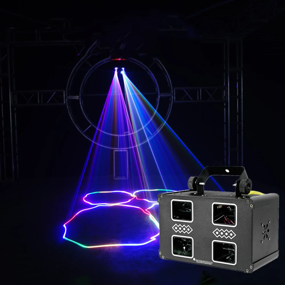 900mw RGB Lazerio Spindulio Linijos Skeneris, Projektorius Pro DJ 4 Objektyvo Lazerio Šviesa Disco Scenos Apšvietimo Efektas Kalėdų, Vestuvių Šventės