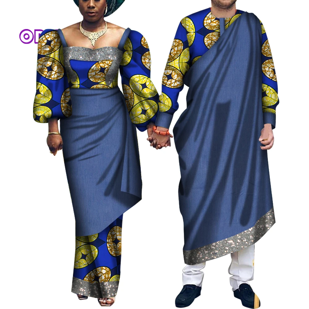 Afrikos Drabužius Poroms Afrikos Vestuvių Suknelės Moterims, Vyrams Spausdinimo Suknelė Skraiste Africaine Afrikos Pora Suknelė WYQ890