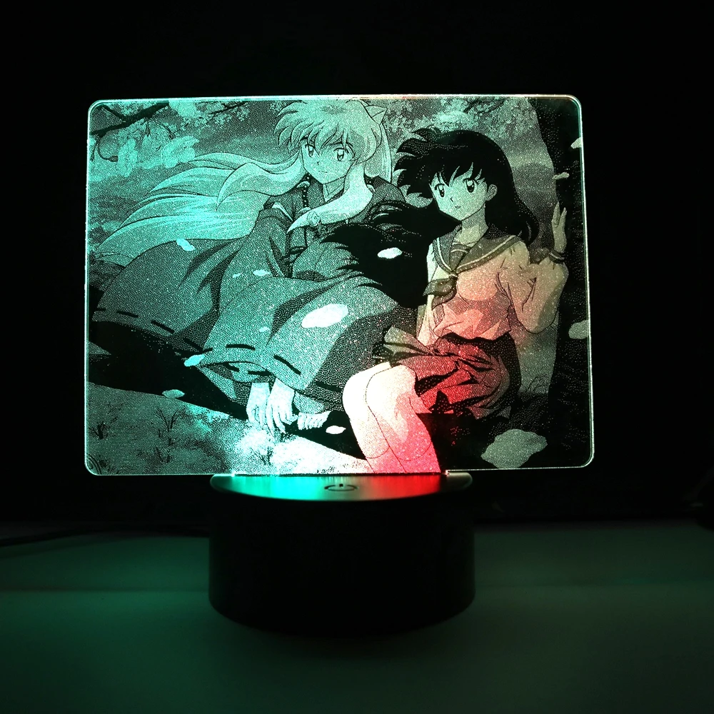 Anime Inuyasha 3d LED Spalvinga Naktį Šviesos Inuyasha Kagome Dvi Tonas Lempos Vaikams Miegamojo Puošmena naktinė lempa Dovanų Stalo Lempa
