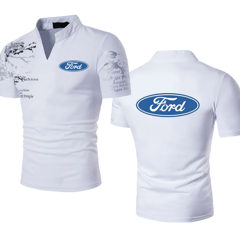 Aukštos kokybės vasaros vyriški T-Shirt viršuje Ford automobilių logotipas spausdinti Karšto pardavimo vyriški Marškiniai, Medvilnė, šilkas vyrų Tees V-Kaklo, vyriški trumpomis Rankovėmis