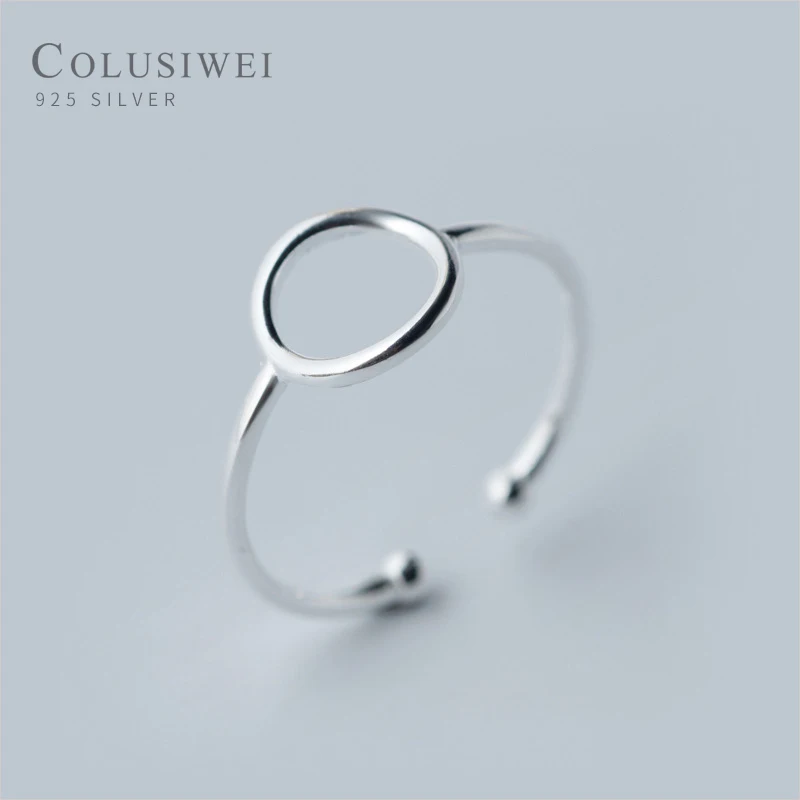 Colusiwei 100% Nekilnojamojo 925 Sterlingas Sidabro Minimalizmas Geometrinis Pusių Atviras Piršto Žiedai Mados Reguliuojamas Juostos Fine Jewelry 2020 M.