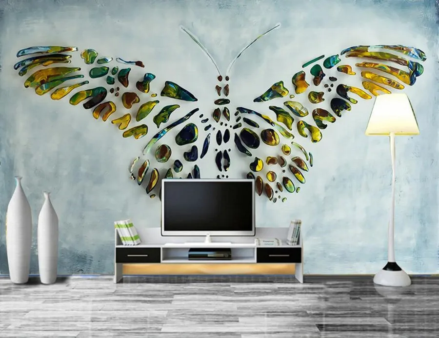 Custom 3D didelės freskos,Gražiai spalvingas drugelis šiuolaikinių tapetų,viešbučio gyvenamasis kambarys su sofa-lova, TV sienos miegamajame papel de parede