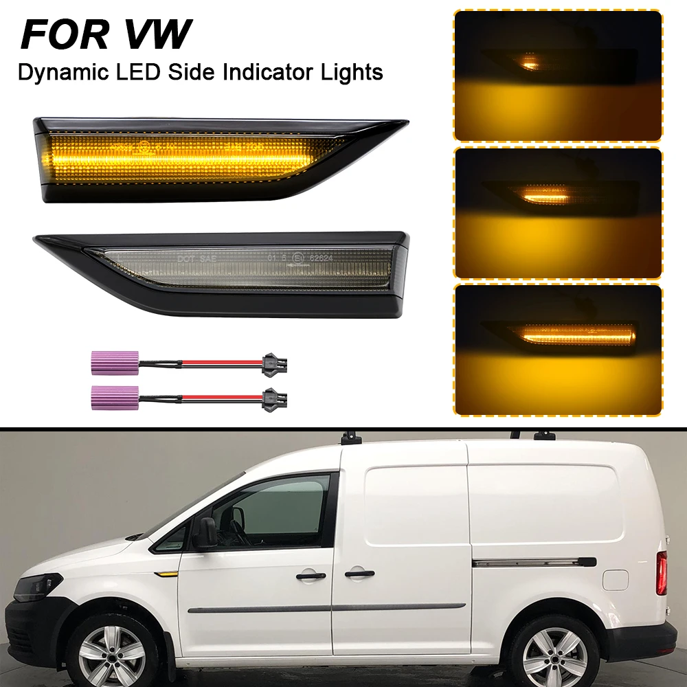 Dinamiškas Indikatorius LED Žibintai VW Caddy 2015-2019 Su Canbus Klaidų 2VNT Eilės Šoniniai Gabaritiniai Posūkio Signalo Žibintai
