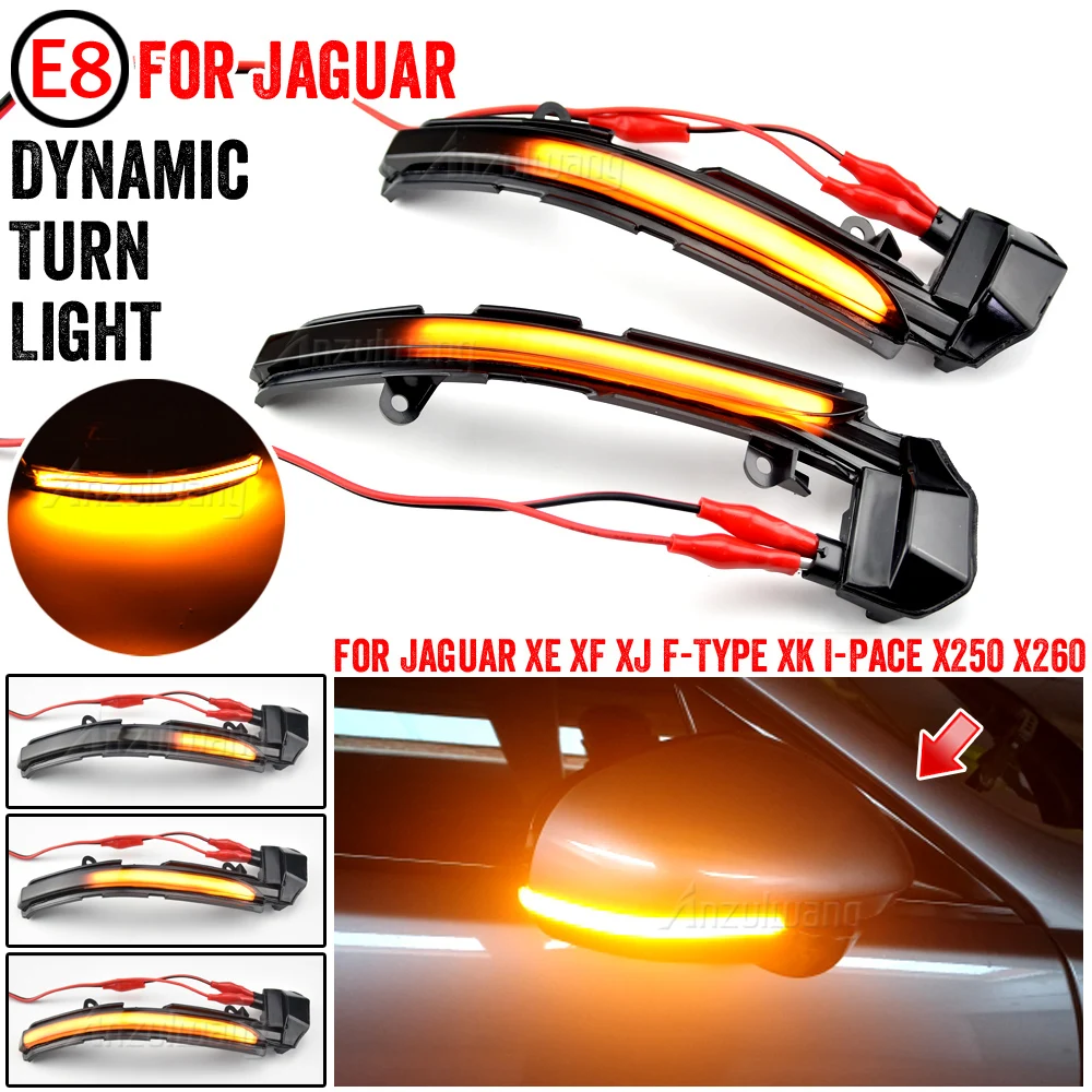 Dinamiškos Posūkio Šviesos Jaguar XE XF XJ F-TIPO XK XKR I-TEMPAS X250 X260 LED Šoninis Veidrodis Eilės Indikatorius, Indikatorių