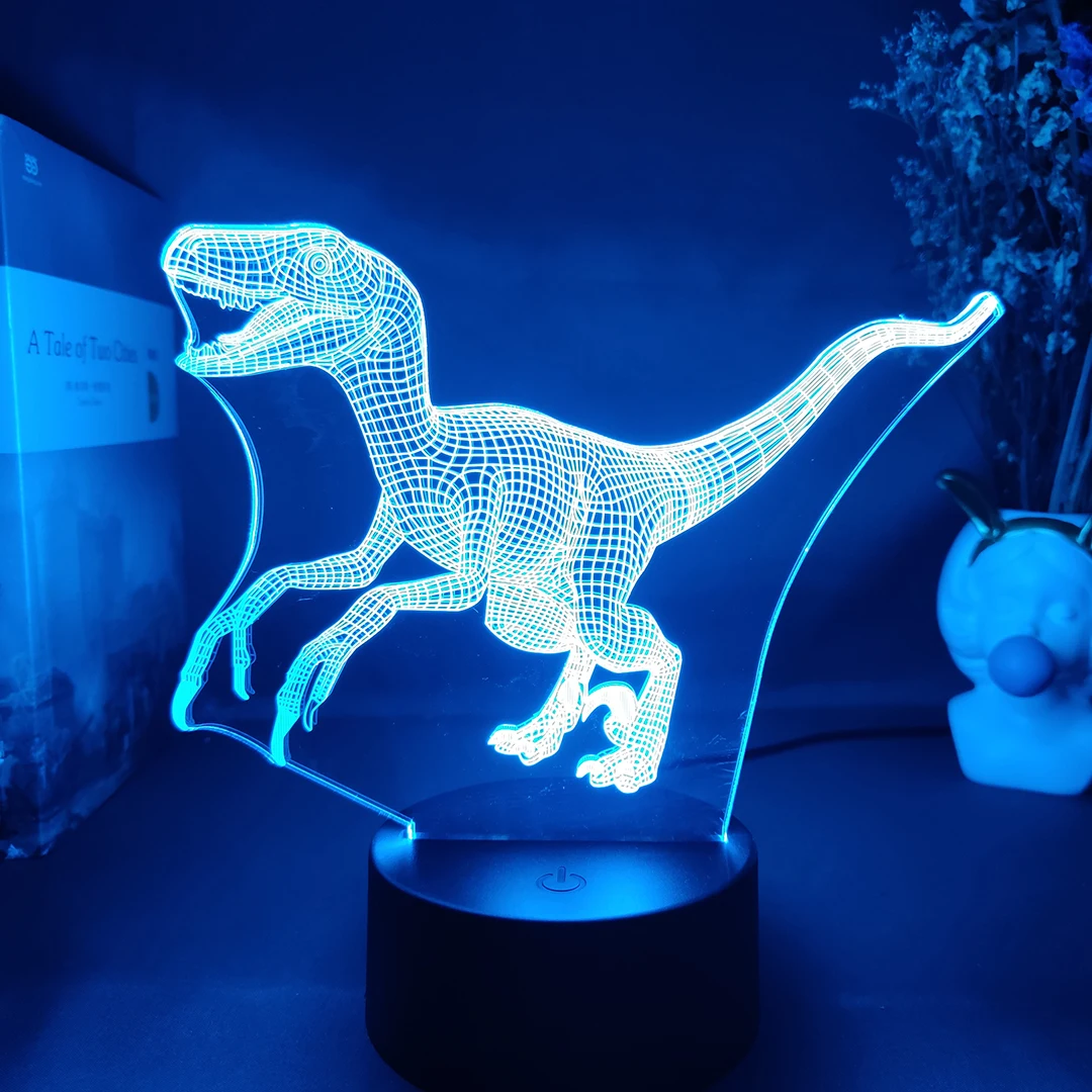 Dinozaurai 3D Naktį Šviesos Spalva Keičiasi Gyvūnų Lempa LED Naktiniai staleliai, Stalas Apšvietimo Namų Puošybai Miela Dovana Lampara Vaikų Dovanų