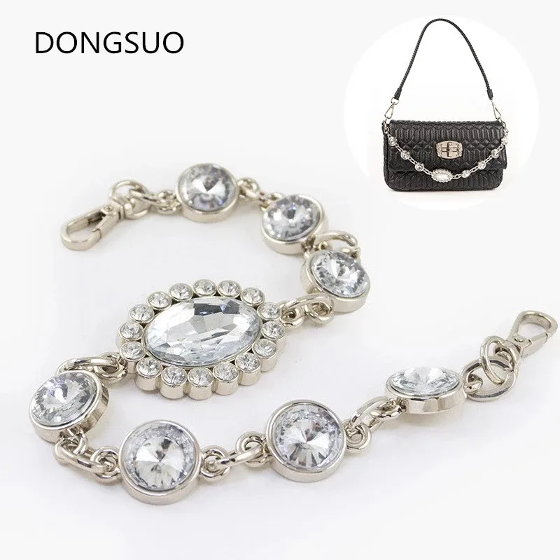 Dizaineris deimantų grandinėje dirželis sidabro spalvos metalo grandinės rankinė krepšys, piniginė pakeitimo Priedai Aparatūrą, aukštos kokybės