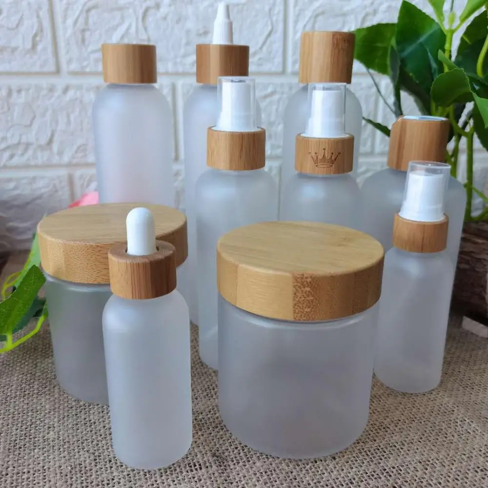 Ekologinio draugiškas daugkartiniai Kosmetikos 250ml 150ml aišku, matinio plastiko indeliai su bambuko medienos dangčio kūno kremas konteinerių vonios druska Puodą