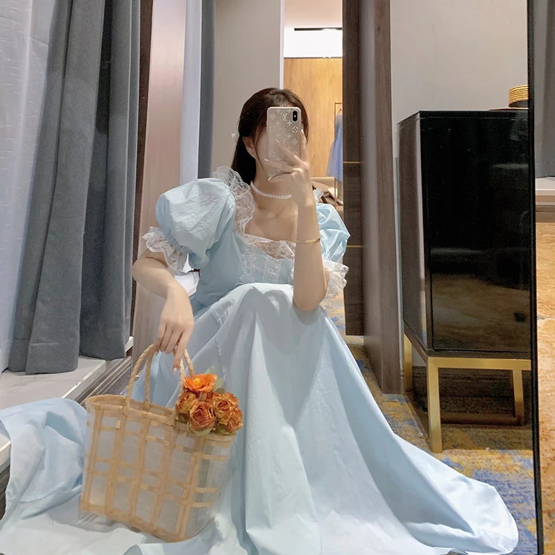 Elegantiškas Princesė Suknelė Moterims Senovinių Nėrinių-up Šalies Ilgų Pasakų Suknelės Moterims 2022 M. Pavasarį Viktorijos Vestuves Midi Suknelė korėjos