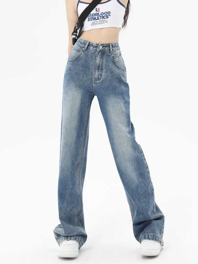 GUUZYUVIZ Džinsai Moterims 2023 Atsitiktinis High Waisted Tiesiai Džinsinis Platus Kojų Kelnės Streetwear Baggy Jeans Kelnės