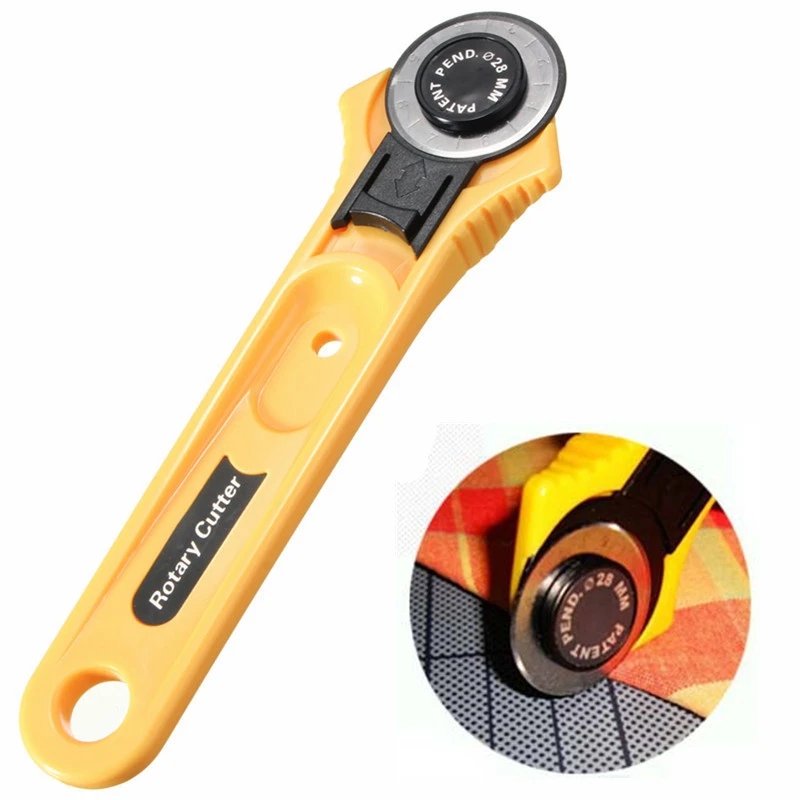 Geltona Suaugusiųjų Roller Cutter Blade Ratas Medžiaga Pjovimo Apvalus Pjoviklis 28 mm Nerūdijančio Plieno Quilting Įrankių Priedai
