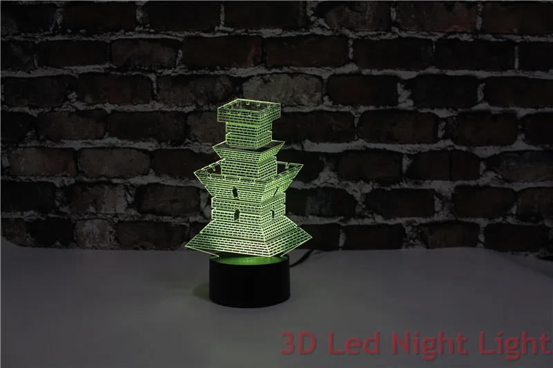 Geriausias Pardavėjas Kambarį Ornamentu 3D Led Nakties Šviesos Lempos su CE ir UL Sertifikatas Azijos Fort Formos YJ-2894