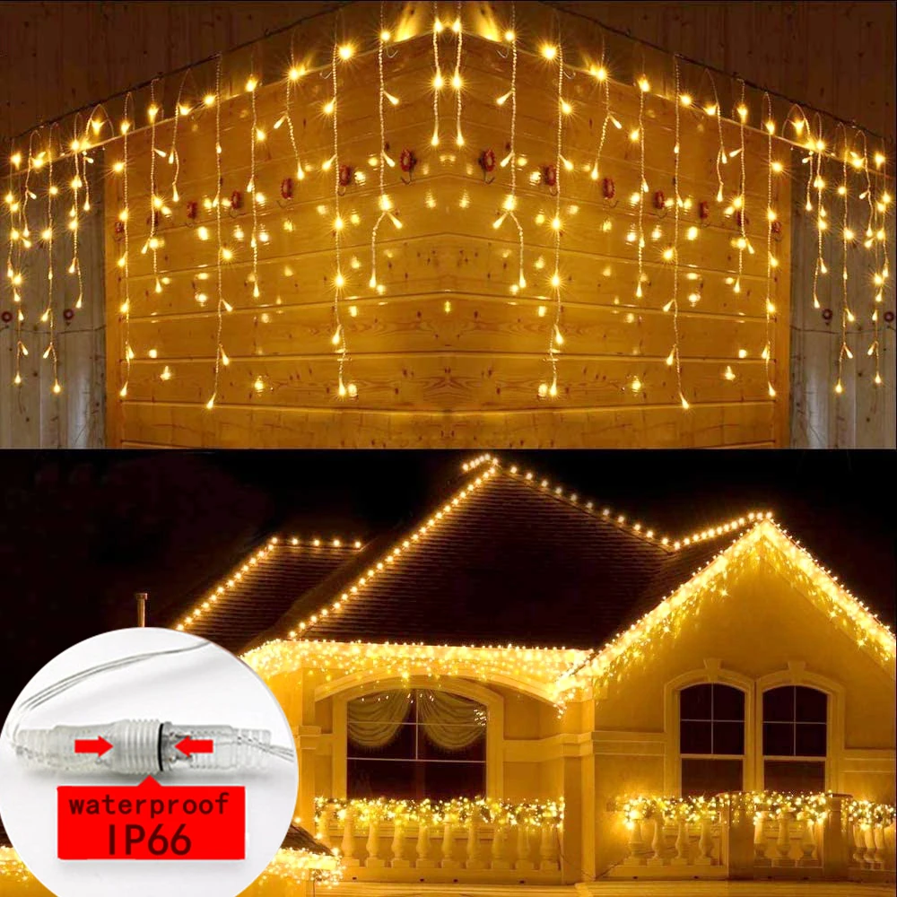 Kalėdų Gatvės Girlianda LED Užuolaidų Varveklis String Žibintai 5M 216leds Ašaros 0.6-0.8 m IP66 Pastogės Lauko Dekoratyviniai Atostogų Šviesos