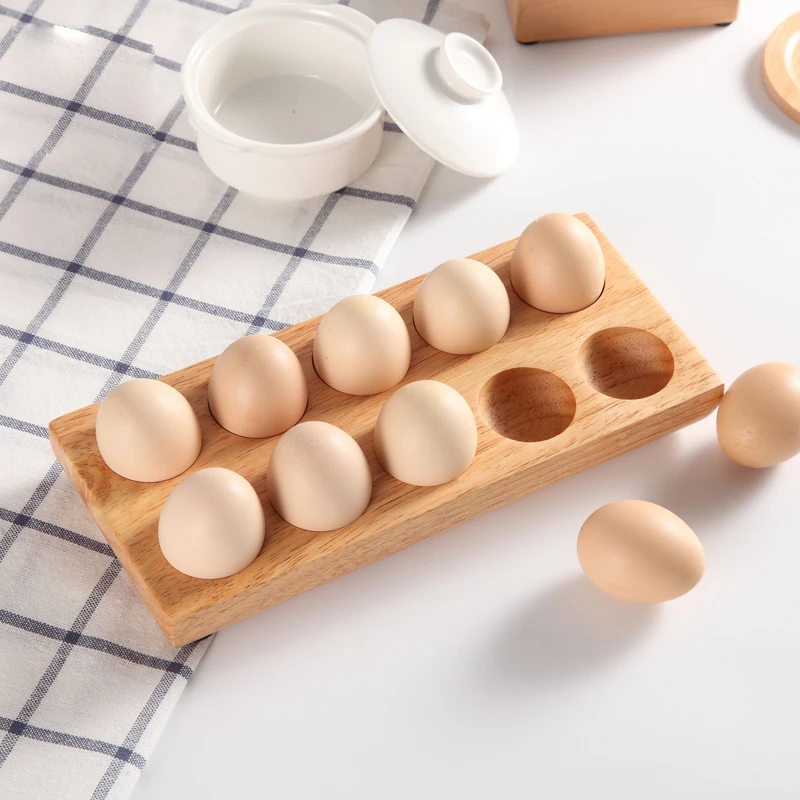 Kiaušinių Dėklas - Kaimiškas Medinis Kiaušinių Laikiklis 10 Kiaušiniai tinkami Naudoti Virtuvėje, Šaldytuve, ar Stalviršio Ekranas arba Sandėliavimo