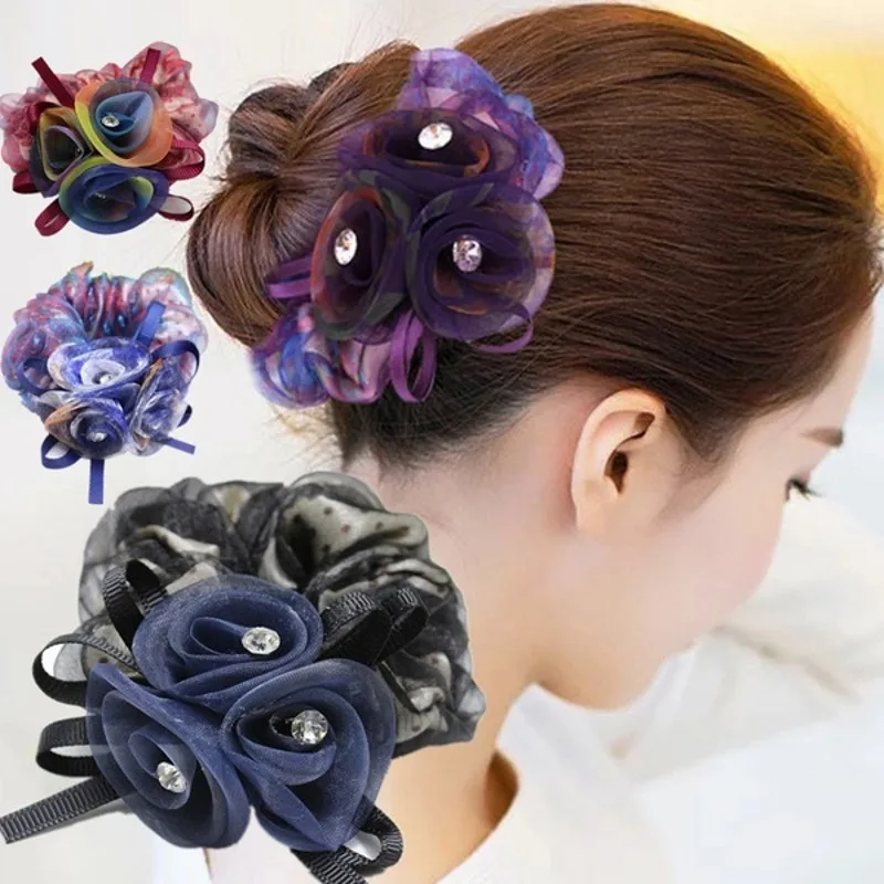 Korėjos Versija Šilko Marlės Audinio Lankelis Deimantų dygliuotos Mados Rose Hairband Motinos Hairband Šukuosena Kasdien Collocation