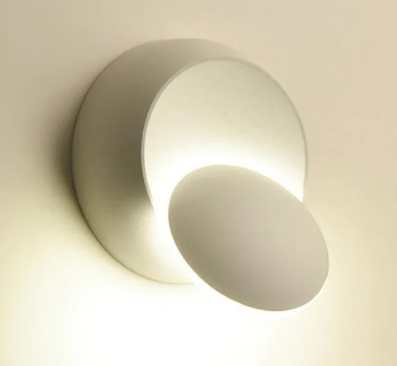 LED apvalios sienos lempos apšvietimo 5W reguliuojamas sukasi naktį šviesiai juoda/balta kūrybos sienos lempos šiuolaikinės koridoriaus lempa