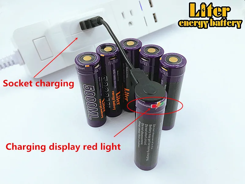 Litro energijos baterija, USB laidas+USB 18650 3500mAh 3.7 V, Li-ion baterija USB 5000ML Li-ion baterija Rechargebale