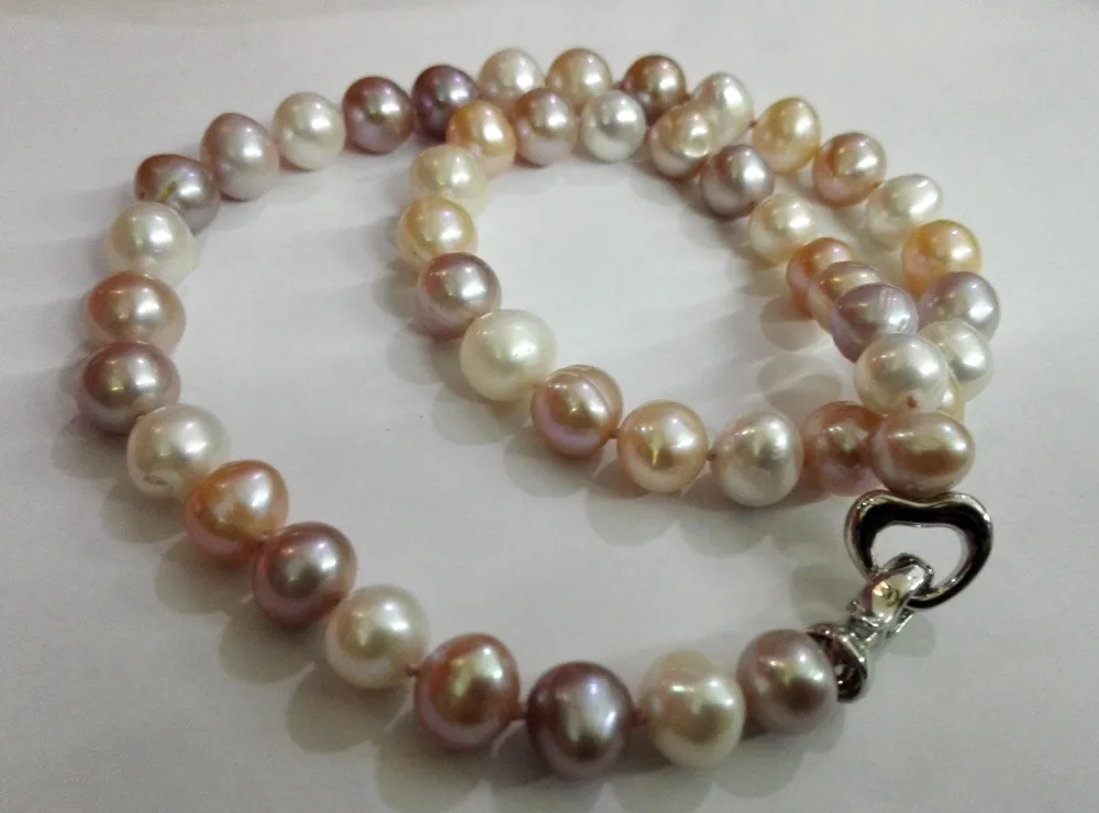 Moterų Klasikinis Papuošalai 10-11mm balta rožinė, violetinė, sumaišyti perlų vėrinį nekilnojamojo natūralių gėlavandenių perlų 18