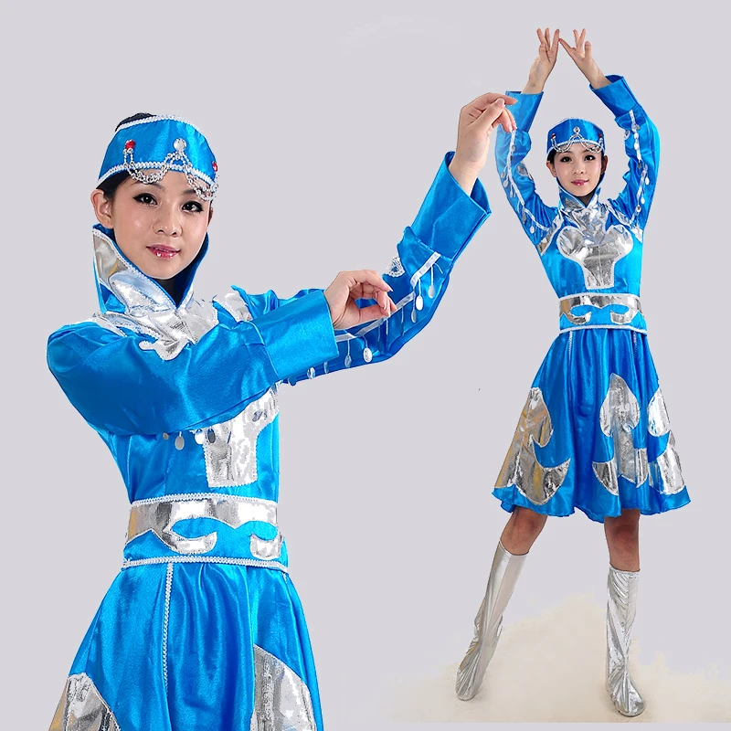 Mėlyna Moterų mongolų Šokių Suknelė Etapo Rezultatus Kinijos Nacionalinis Dai Kostiumas Moterų Hmong Šokių Suknelė Drabužių 89