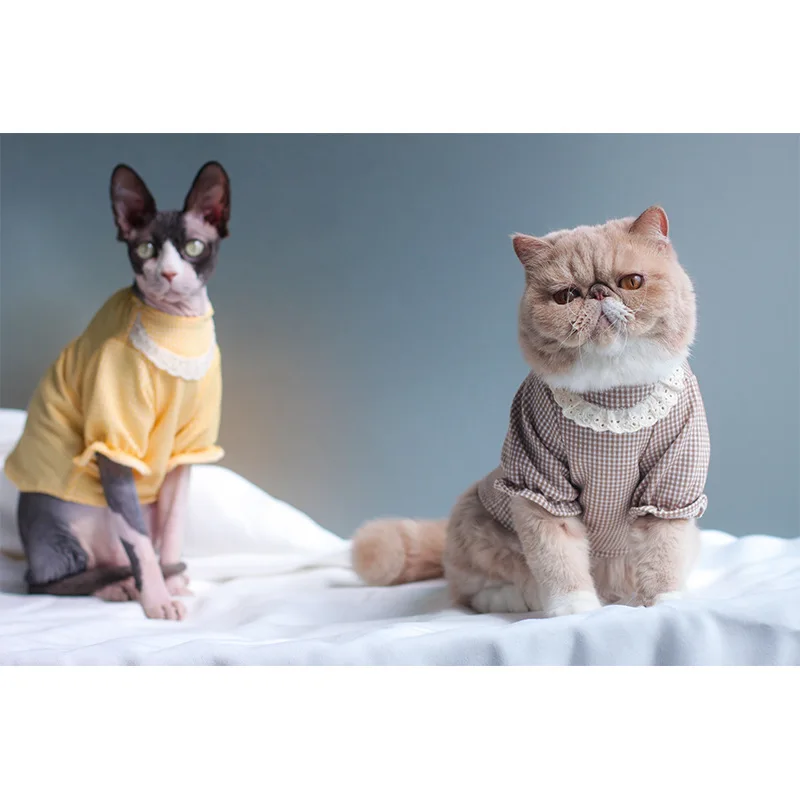 Naminių Kačių Drabužių Pavasario Vasaros Plonas Mielas Marškinėliai Elegantiškas Nėrinių Apdaila Kostiumas Mažų Šunų Drabužius