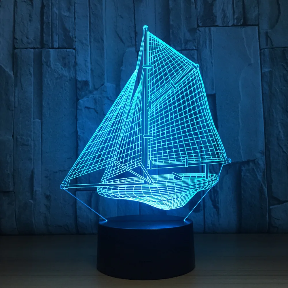 Naujiena 3D burlaivio Naktį Žibintai Lamparas LED Touch Stalas Stalo Lempa 7 Spalvų Keitimas USB Stalas Šviesos Vaikas Dovana Žaislas Luminaria