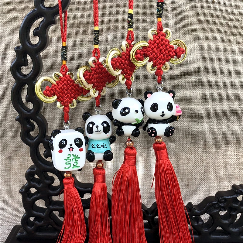Naujų ir Juokingas Žaislas stiliaus Kinijos Panda, Kinų Mazgas Raudona Smaigalys Interjero Veidrodis Kabo Priedai Laimingas ir Laimingas Dovana Mergaitė