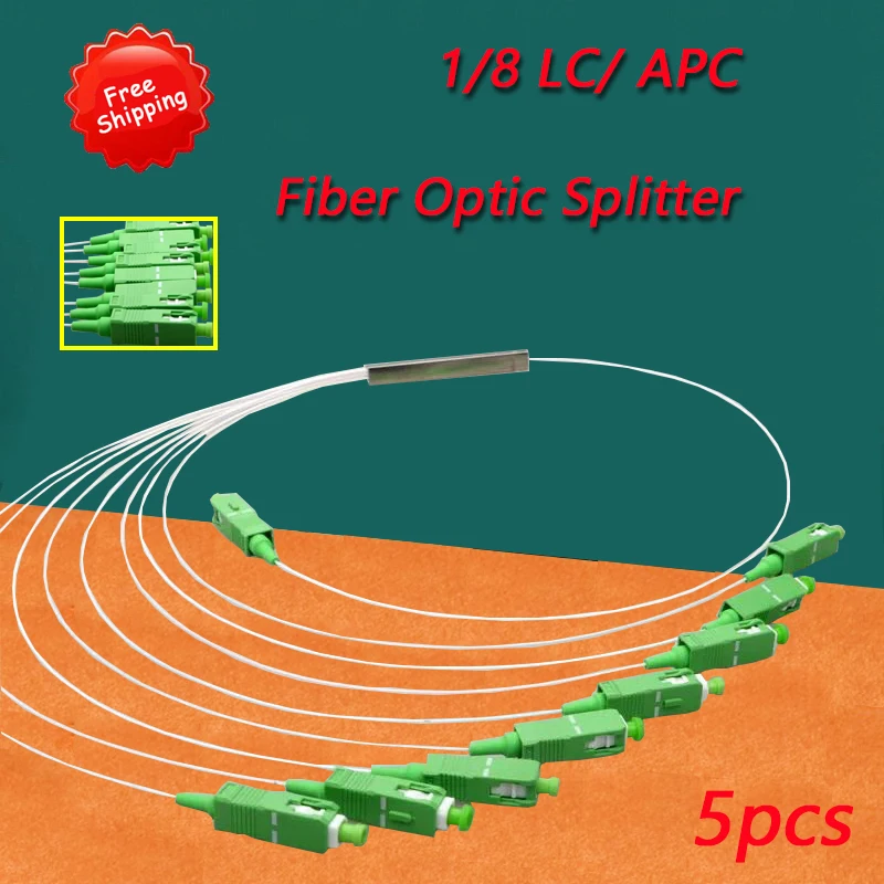 Nemokamas Pristatymas 5vnt/Daug LC/ APC 1X8 Optinio tinklo Skirstytuvo FBT Optinė Jungtis 1X8 LC Singlemode Plieno Optinis Splitter