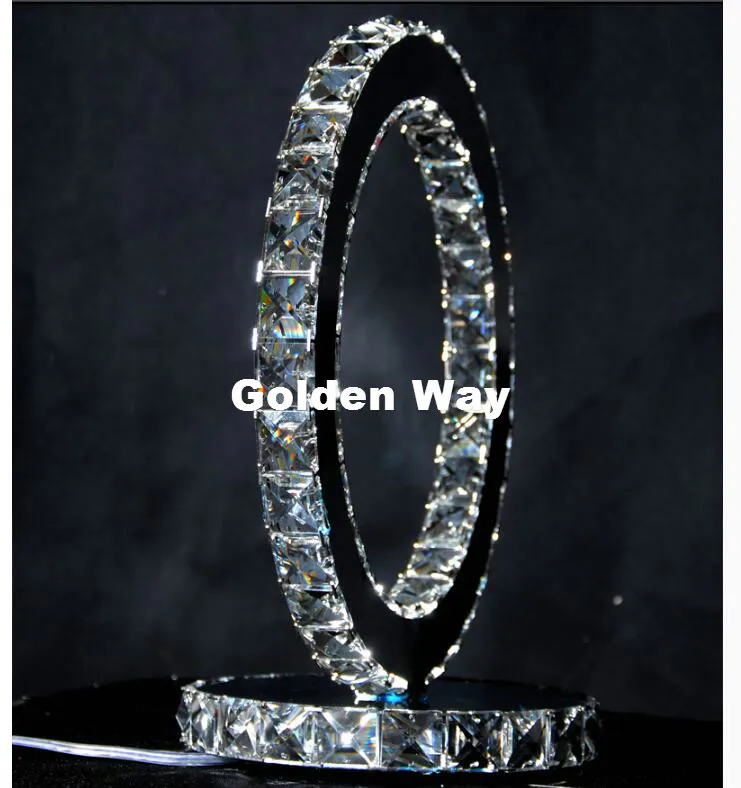 Nemokamas Pristatymas Nerūdijančio Plieno Stiliaus Modernus Kristalų LED Stalo Lempa Diamond Ring Stalas, Šviesos, Šalia Apšvietimas D300mm H300mm Lempos