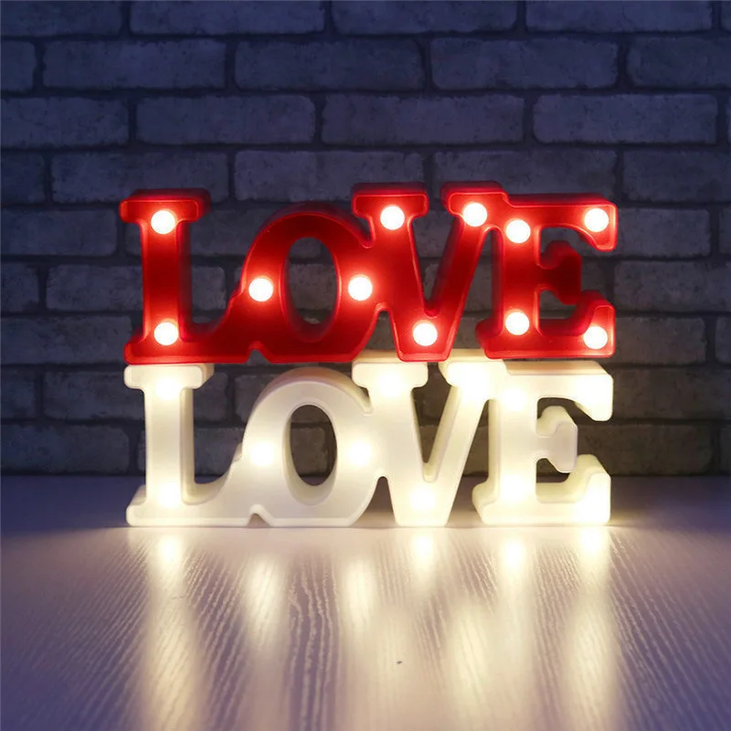 Neoninės Šviesos Romantiška 3D MEILĖS LED Laišką Pasirašyti Naktį Šviesos Marquee Šviesos Stalo Lempa Naktį Žibintai, Vestuvių Dekoras Mėgėjams Dovanos