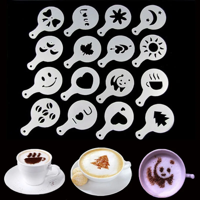Plastikiniai Kavos Trafaretai Latte Kavos Spausdinimo Pelėsių Kavos Pieno Purškimo Formų Kavos Meno Dekoruoti Pelėsių 