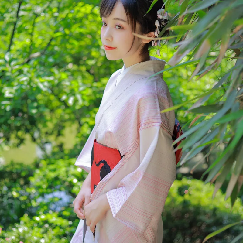 Rožinės Spalvos Kimono Moterų Suknelė Japonijos Tradicinių Kimono Megztinis Princesė Cosplay Helovinas Kostiumas Harajuku Šalies Kimono Yukata