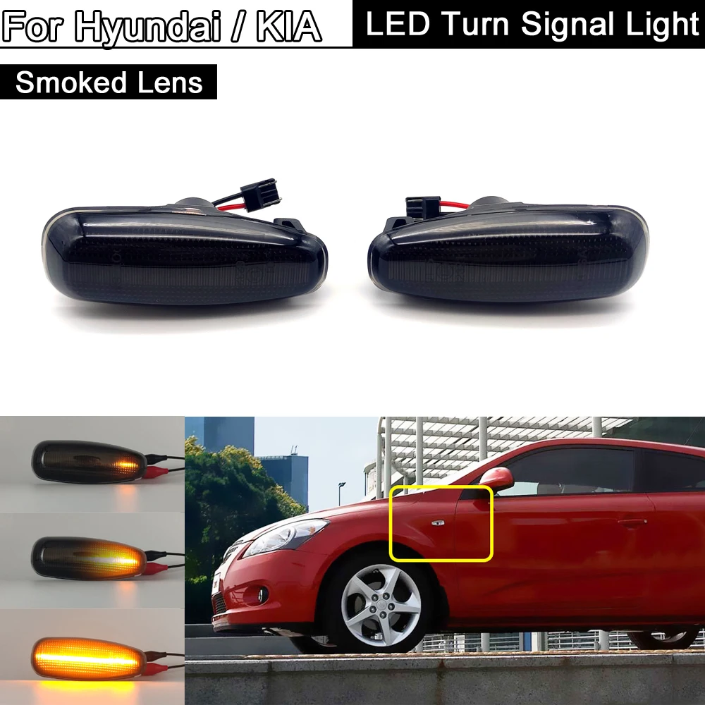 Rūkyti Objektyvas LED Šoninis Gabaritinis Žibintas Dinaminis Gintaro Posūkio Signalo Lemputė, Skirta Hyundai i30 Azera Elantra Avante Kia Pro cee ' d Rio III