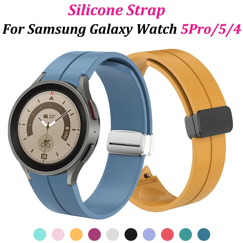 Silikono Dirželis Samsung Galaxy Žiūrėti 5 5Pro 45mm 44mm 40mm Guminis Watchband Magnetinė Sklendė, Apyrankės Galaxy Žiūrėti Serie 4 5