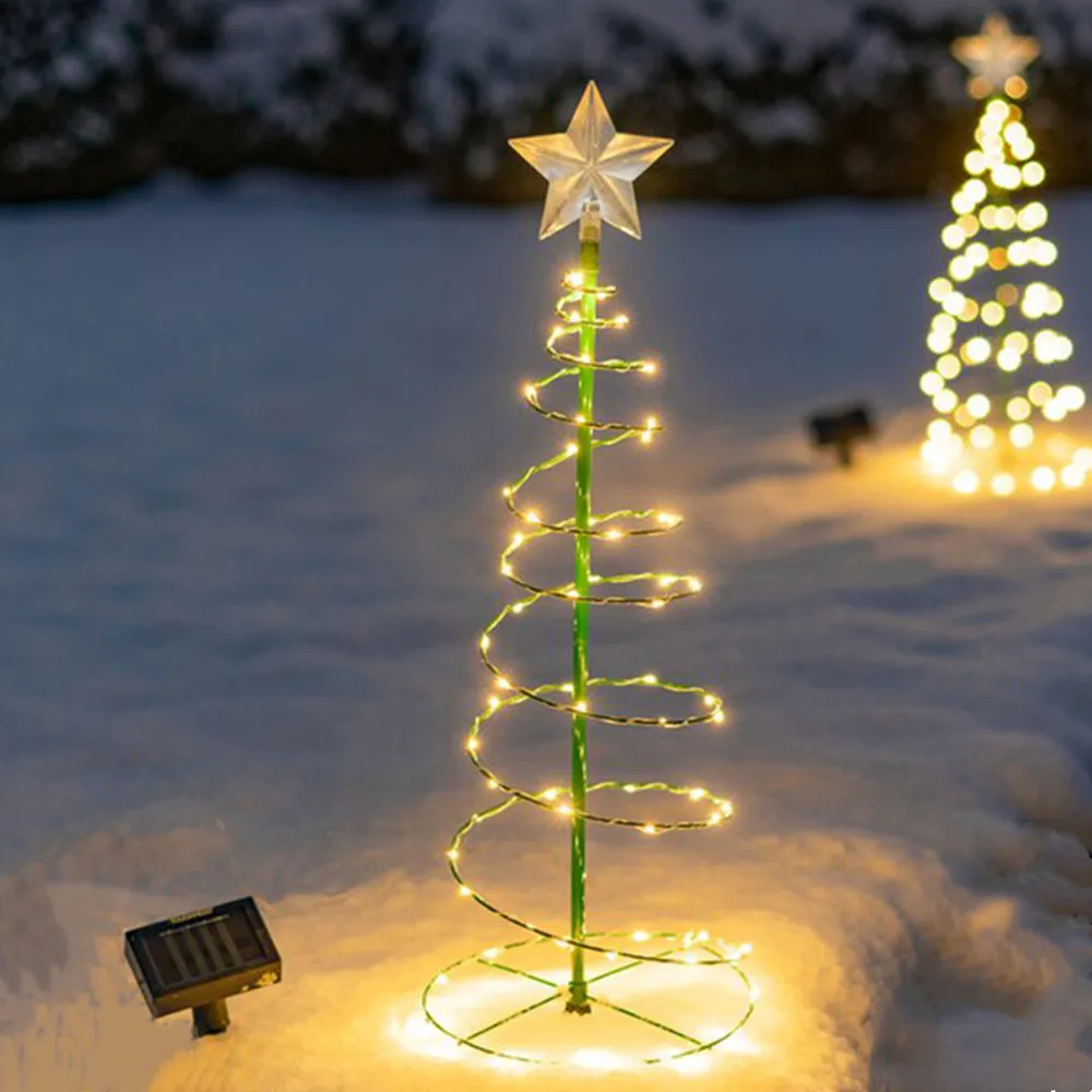 Sodo Kalėdų Eglutė Žvaigždžių Dekoratyvinis Apšvietimas Saulės Energija Varomas Žemės Plug Vejos Naktį Lempos Pasakų String Apšvietimas
