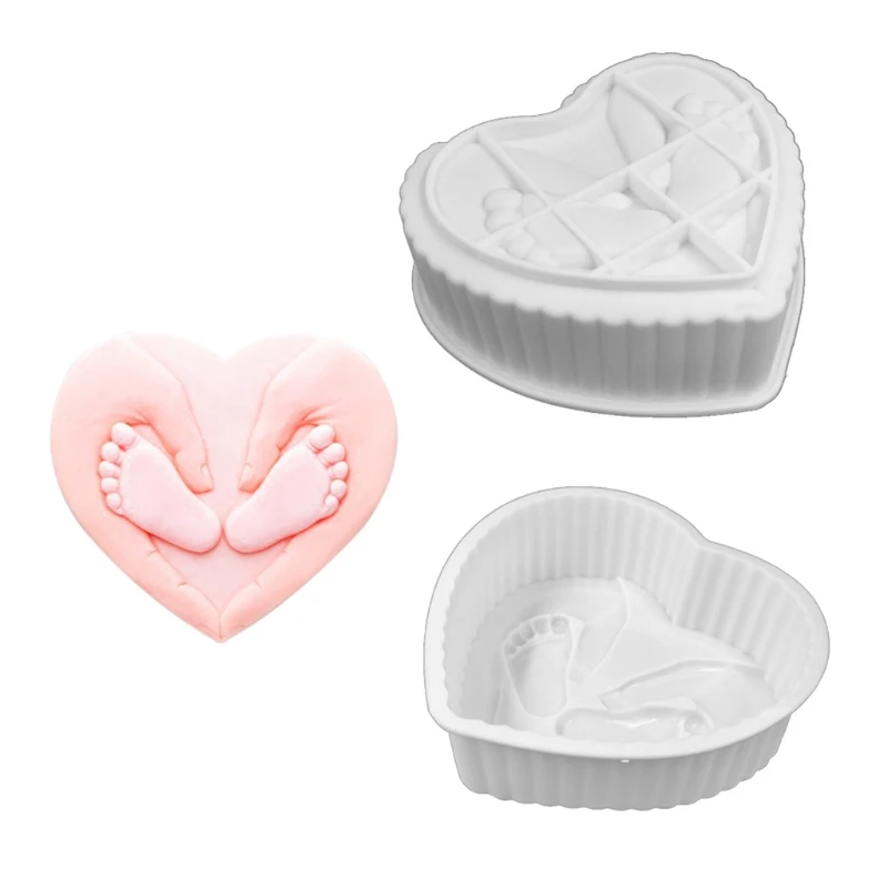 Valentino Dieną, Pelėsių 3D Širdies Pėdsaką Silikono Formų Putėsiai Šokolado Tortas Dekoravimo Baby Shower Šalies Prekių