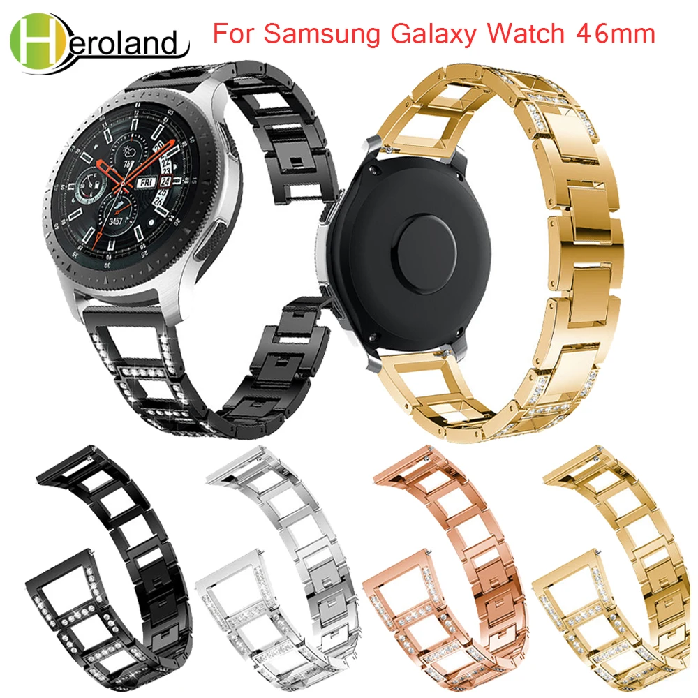 hotnew Samsung Galaxy Žiūrėti 46mm band Apyrankę Watchband už Huami 2S Nerūdijančio Plieno Pakeisti metalo wirst su White diamond