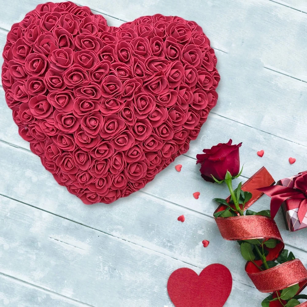 Širdies formos Rožės Dirbtinės Gėlės PE Putos, Rožių Gėlių Valentino Dovanos namams Romantiška Vestuvių 